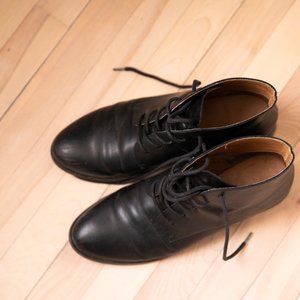 Black leather ankle boots